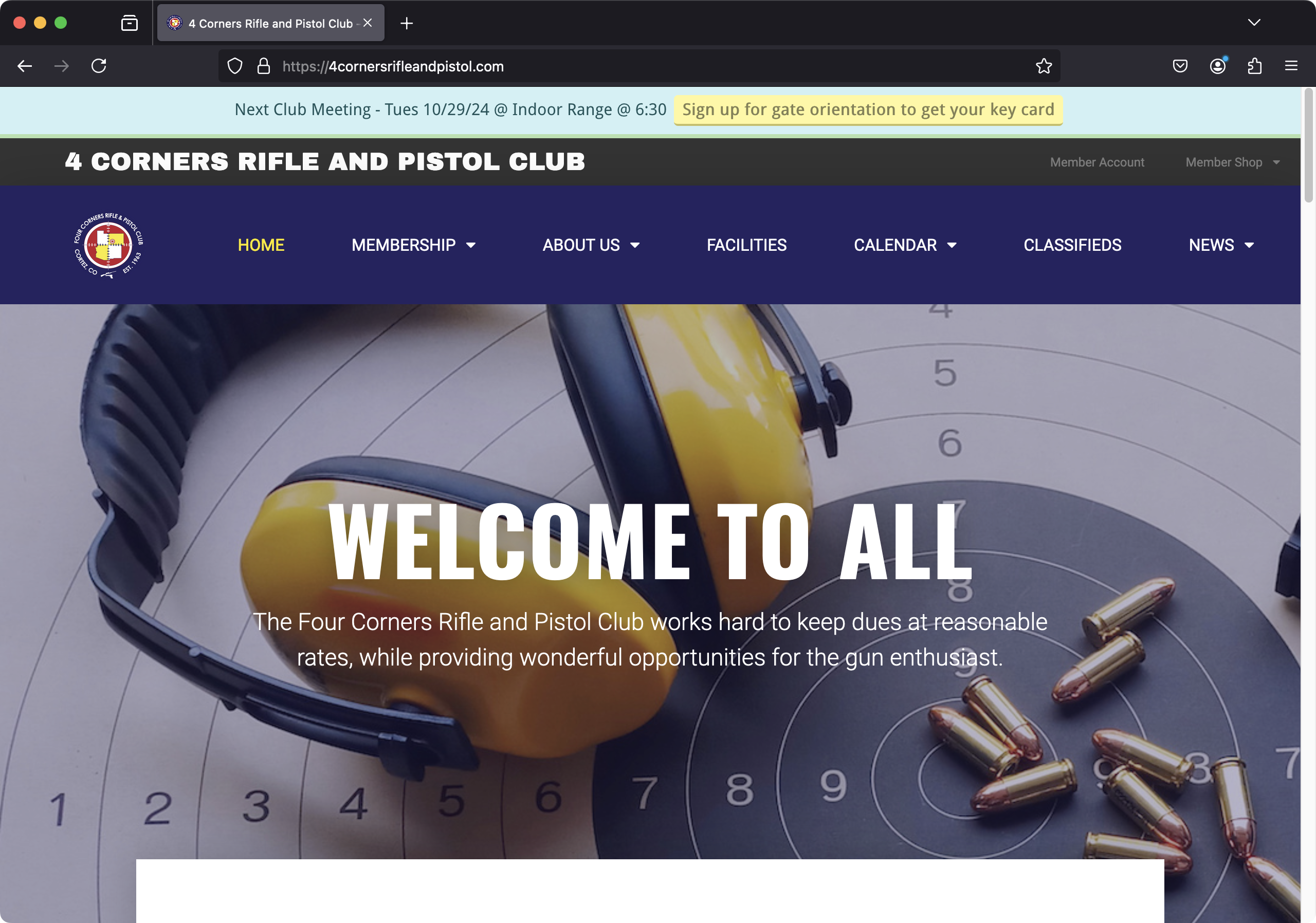 4 Corners Rifle and Pistol Club website by Cortez Web Services