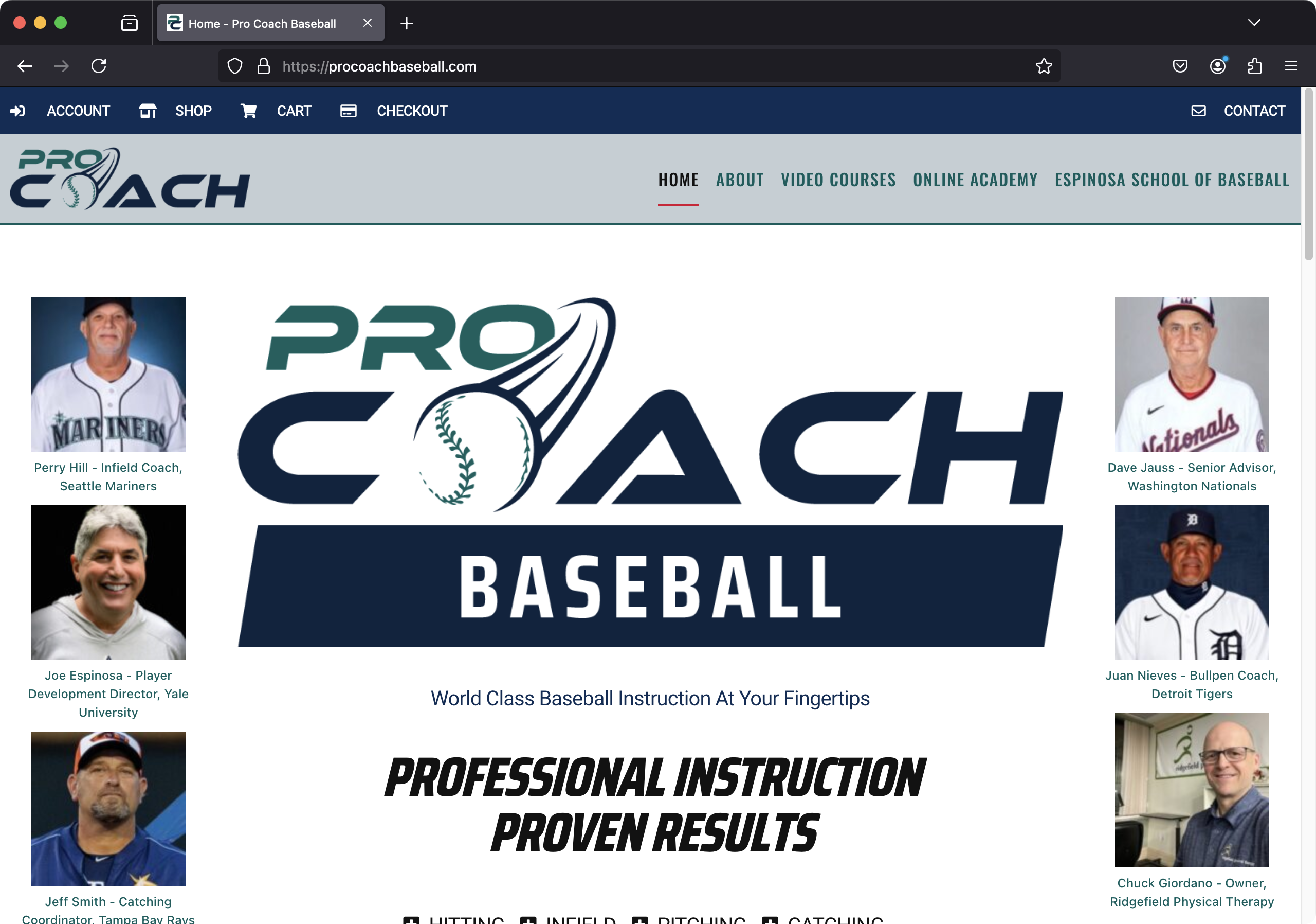 Pro Coach Baseball website by Cortez Web Services