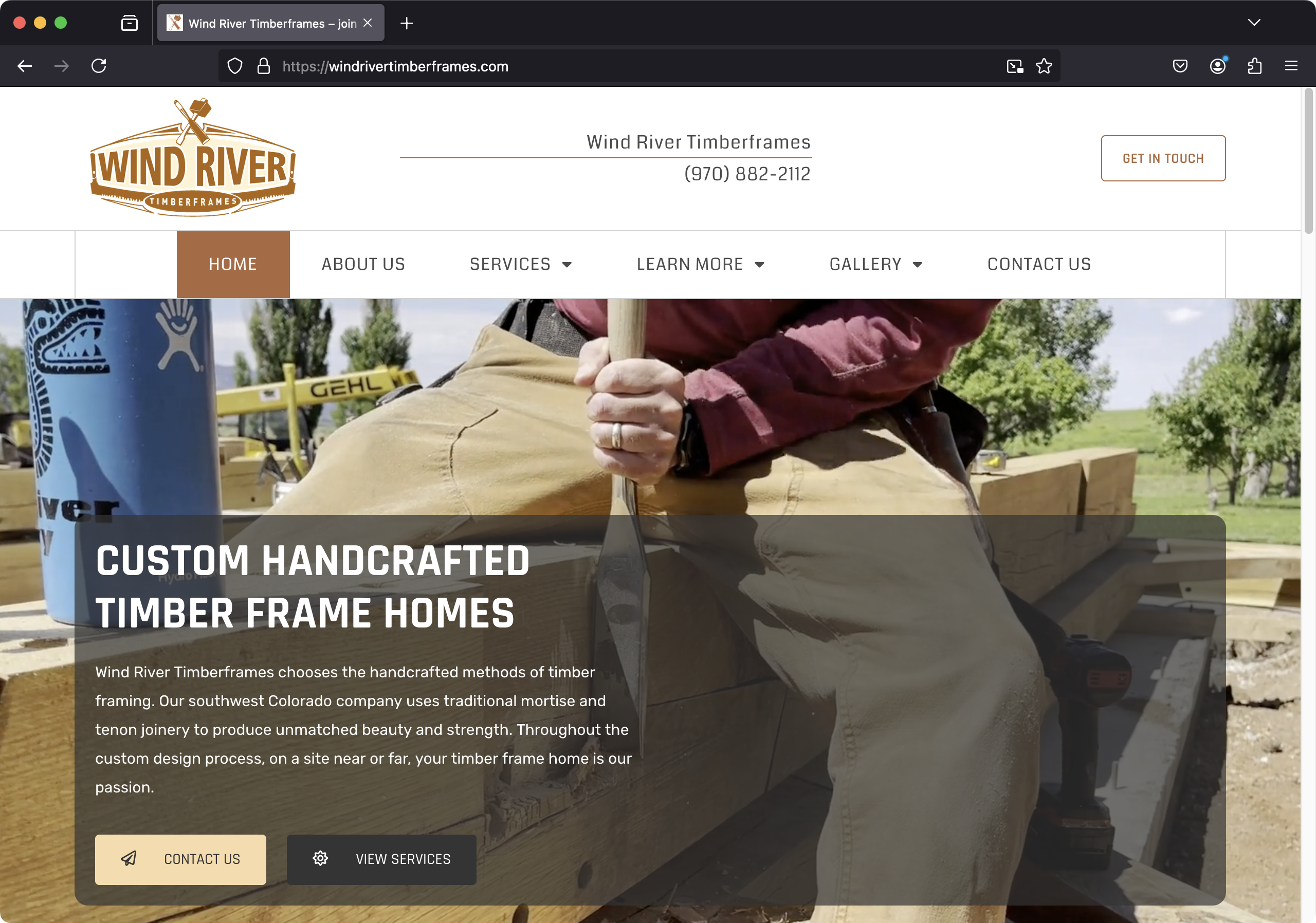 Wind River Timberframes website by Cortez Web Services